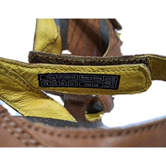 Teva Cabrillo Women's Size 8.5 Leather Brown Sandals Adjustable Wedge Strappy - Picture 9 of 10